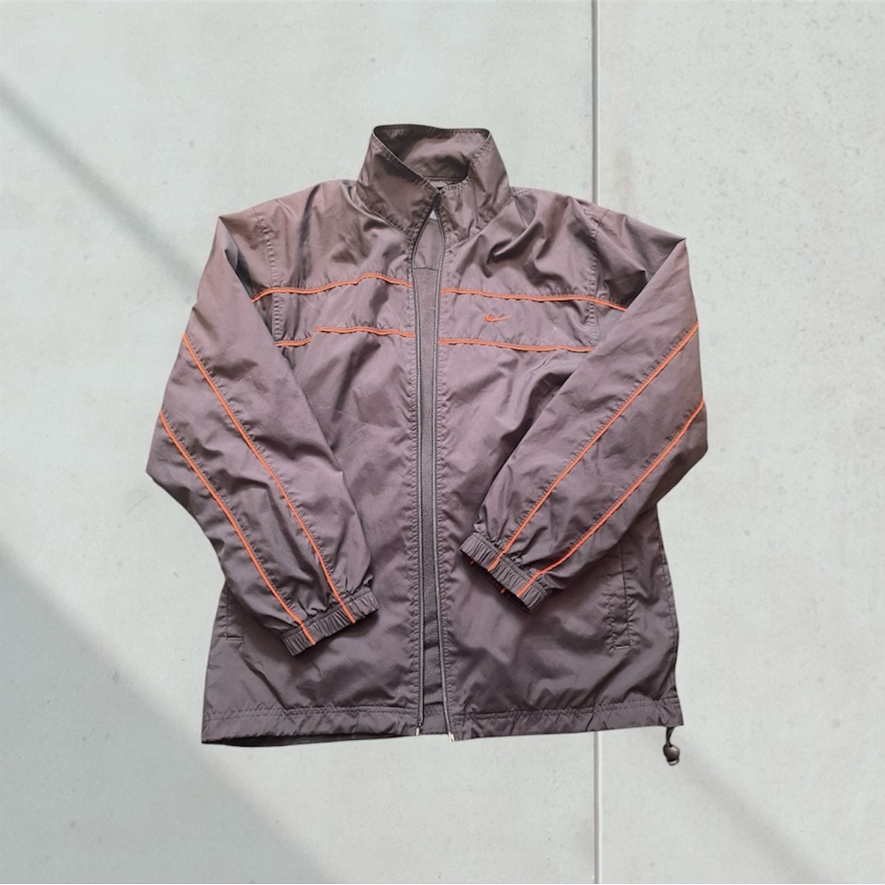Nike y2k Gray tag windbreaker Jacket with Orange Accents